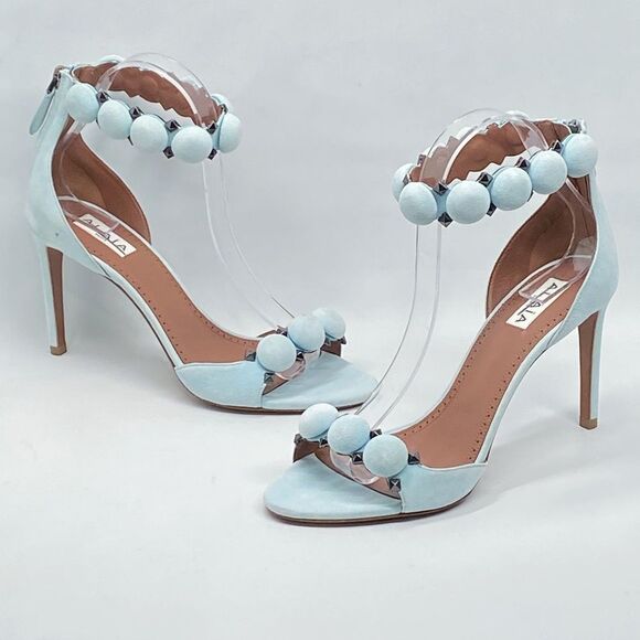 Alaia Bombe 90 Ankle-Strap Studded Suede Leather Sandals size 38 - Picture 1 of 15